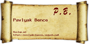 Pavlyak Bence névjegykártya